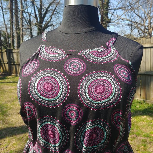 Torrid plus size 4x Medallion Print Hi-Lo Challis Dress black purple and teal - Picture 9 of 14